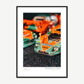 Framed print: trio of 1/64 Le Mans race car models, black wood frame