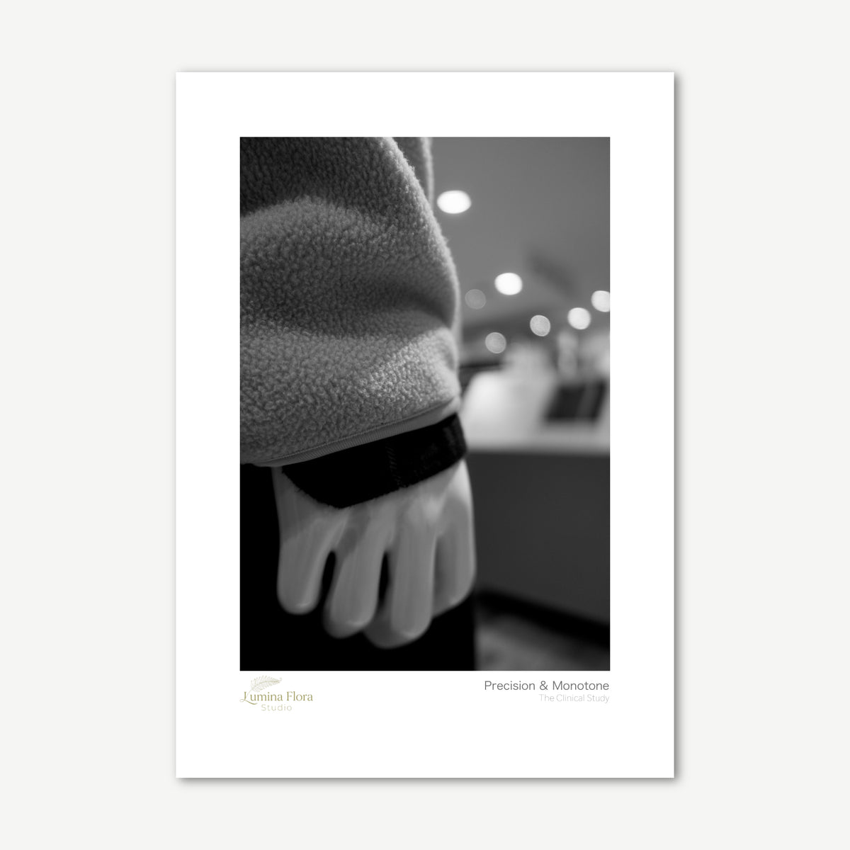Unframed print: minimalist black and white abstract texture, white gallery border