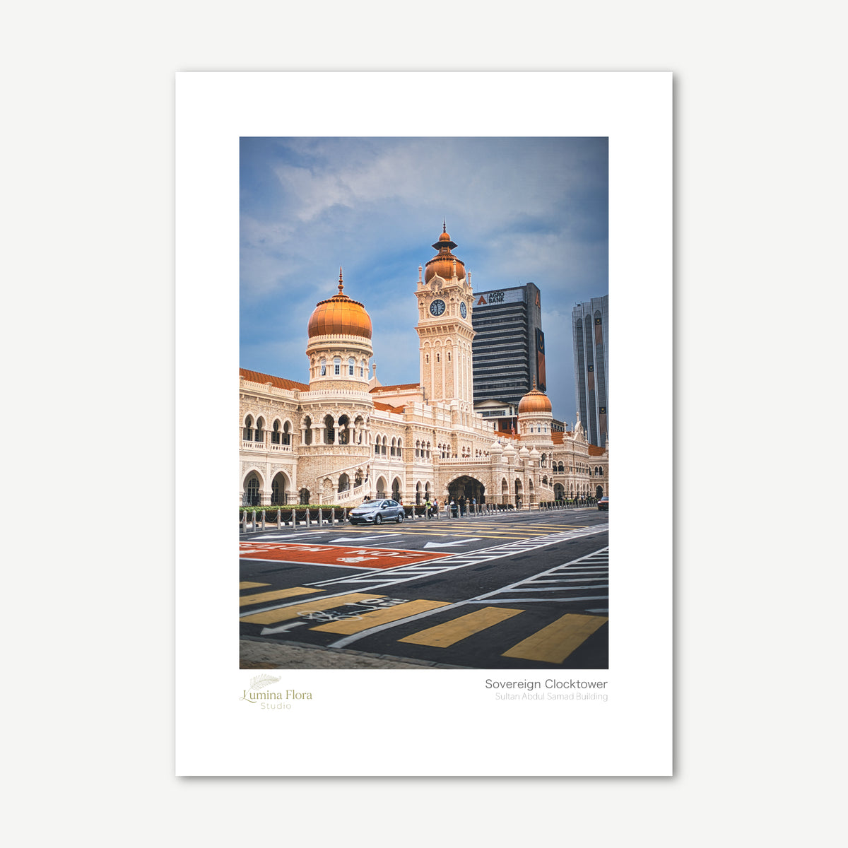 Unframed print: Sultan Abdul Samad Building clocktower, white gallery border