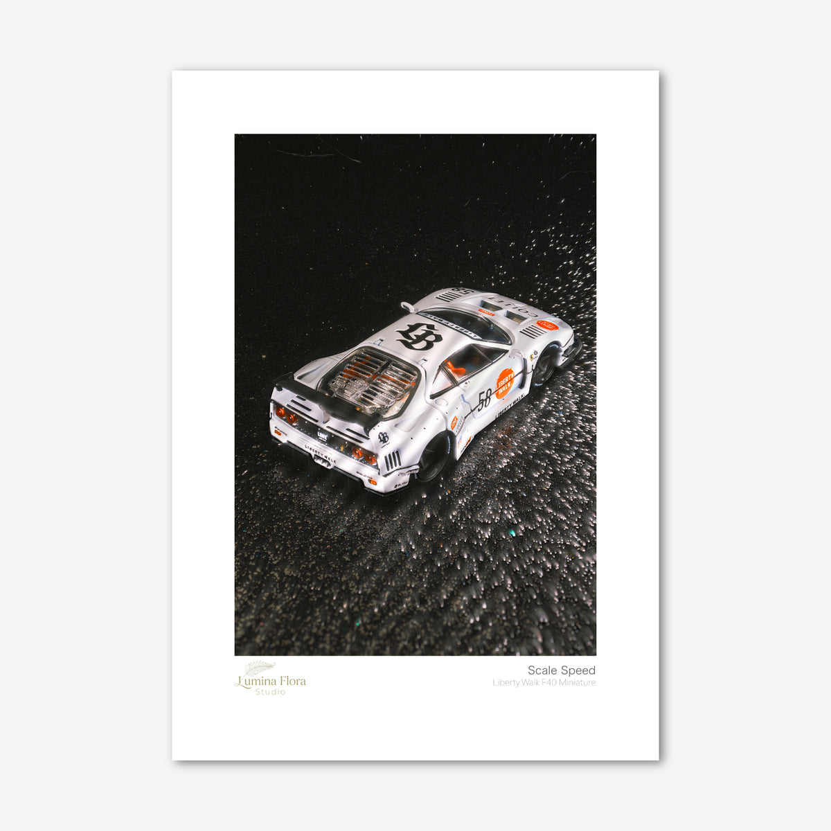 Unframed print: 1/64 widebody supercar model, white gallery border